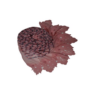 Designer party wear ari-work stole with flower design and pearls - Orange